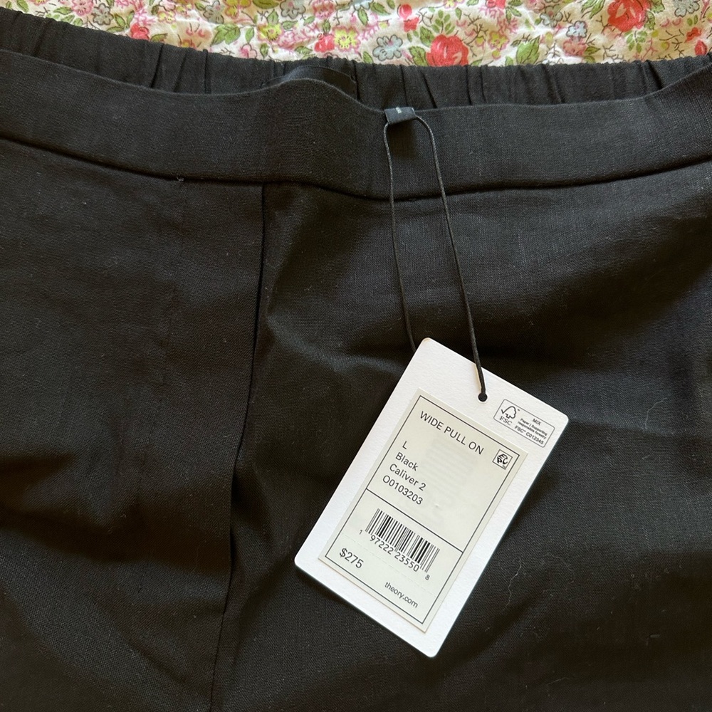 New Theory Women’s Linen Blend Cropped Pull-On Pants - Picture 4 of 5